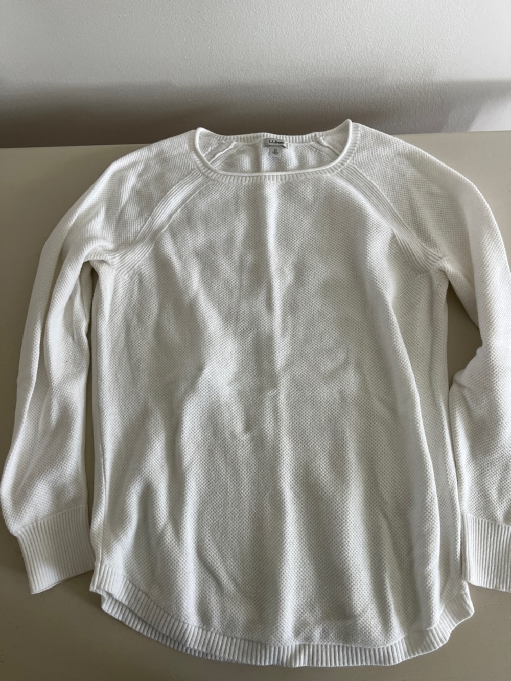 L.L. Bean Women's Crewneck White Knit Sweater